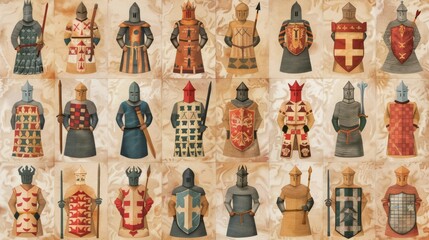 Medieval Soldiers in Watercolor Style Artwork