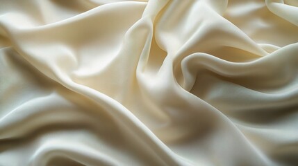 Fototapeta premium Soft Cream Satin Fabric Texture with Smooth Flowing Drapery