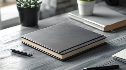 Fototapeta premium Custom notebook mockup with textured cover design