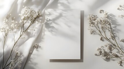 Invitation card mockup with elegant floral details


