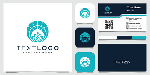 abstract flower logo emblem design elegant modern minimal style vector illustration and business card design template