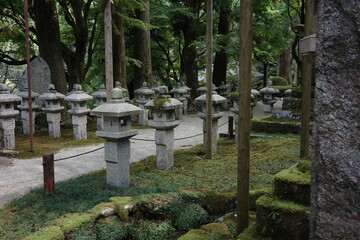 Ishi-doro: Traditional Japanese Stone Lanterns Covered in Moss – Zen Garden Decor