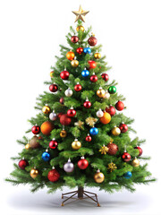 Christmas Tree on isolated white background, Clipping path