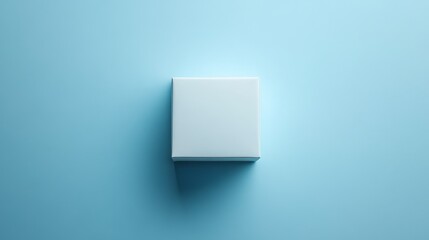 The simple and elegant white gift box is centered on a light blue background with clean edges, presenting a modern minimalist aesthetic. Balanced composition, soft lighting, and delicate shadows