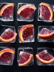 Frozen blood orange slices refreshing summer drink ingredients