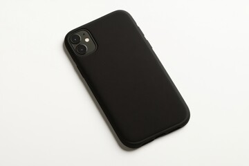 Black smartphone case without logo, modern and clean white backdrop