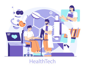 Healthtech. Flat Vector Illustration