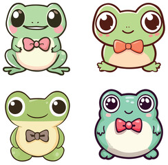 Cute Cartoon Frogs with Bow Ties