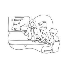 Professional Woman Leading Meeting a Hybrid, engaging with team members both in person and virtually, perfect for business or teamwork concepts