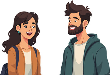 Cheerful Young Couple Engaging in Conversation