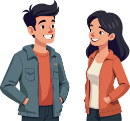 Cheerful Young Couple Engaging in Conversation