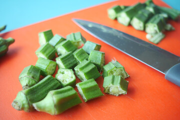 ladies fingers or bhindi a green vegetables,,