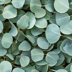 Fototapeta premium Pile of Eucalyptus Leaves Natural Outdoor Foliage Tactical Camo Pattern, Seamless Nature Camouflage Texture