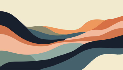 Abstract Wavy Shapes in Earthy Tones