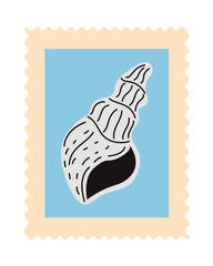 postage stamp seashell layout