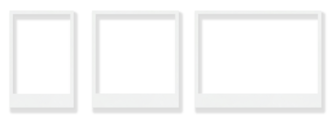 白い紙のポラロイド写真のフレームの素材セット