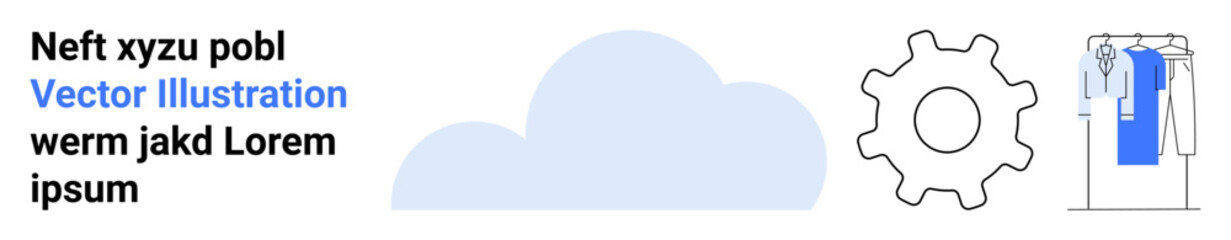 Cloud icon, gear, and server with network cables. Ideal for cloud computing, technology services, IT operations, networking, digital infrastructure tech support and data management. Landing page