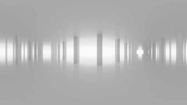 Minimalist Abstract Interior with White Columns and Bright Light seamless looping animation 360 degree