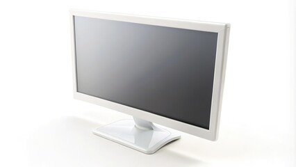 Fototapeta premium Clean lines, white canvas: an LCD monitor blends seamlessly with its background.
