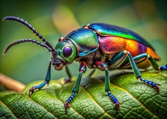 Naklejka premium Close-up lens reveals the mesmerizing beauty of a Mylabris hieracii blister beetle.