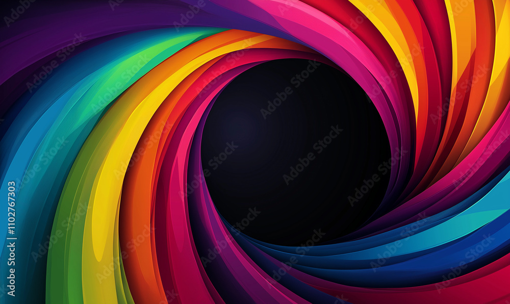 Wall mural a colorful rainbow-like light, with flowing lines and curves on a dark background, creating an abstr