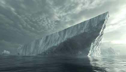 triangular iceberg displaying all its components, including the submerged section.