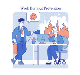 Work Burnout Prevention. Flat Vector Illustration