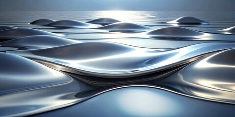 Obraz premium Smooth reflective surface transformation from uneven relief shapes, transformation, plane formation, planet, surface, reflection