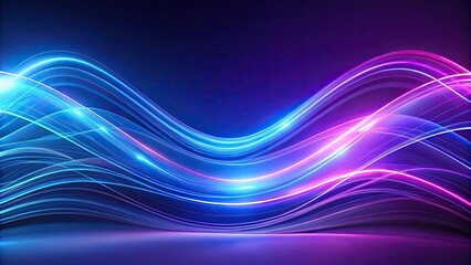 Naklejka premium Abstract background with violet blue neon light, glowing wavy lines, curvy shapes. Futuristic minimal wallpaper