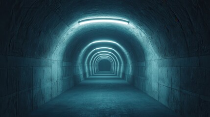 Obraz premium Mysterious fog-filled tunnel urban exploration dimly lit environment