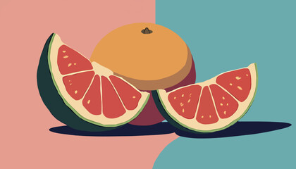 Vibrant Slices of Grapefruit on Colorful Background
