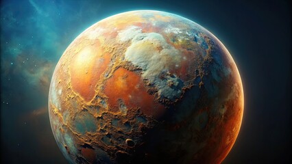 render of abstract planet surface with high detailed relief made with displacement noise