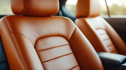 Obraz premium Elegant luxury sedan interior design in modern showroom photography