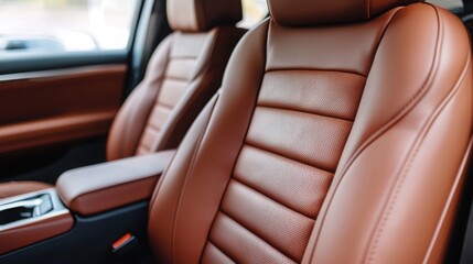 Obraz premium Luxury sedan interior with plush leather seating modern design comfort