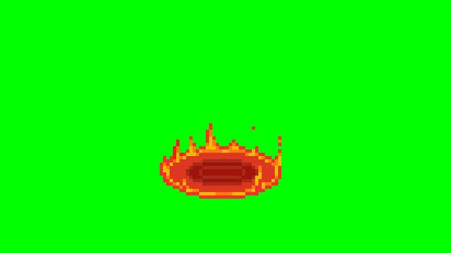 Red fire ring, pixel art flames animation