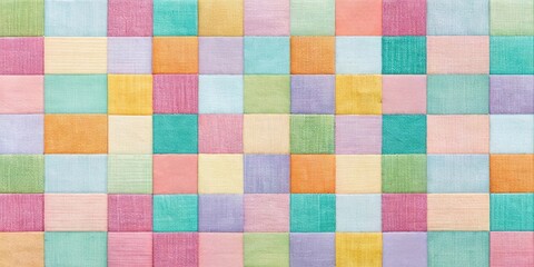 Abstract aesthetic background with colorful squares made of pastel colors and fabric textures, abstract, aesthetic