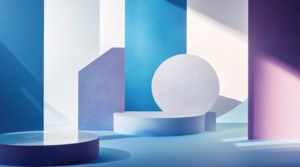 Abstract Geometric Composition with Circular and Rectangular Shapes