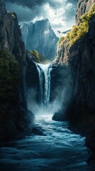 Majestic Mountain Waterfall