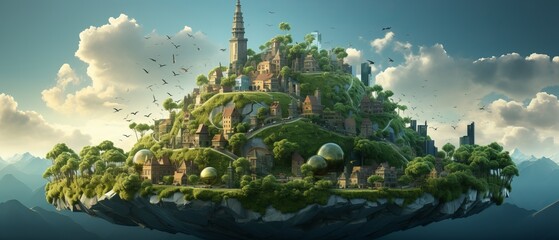 Vibrant 3D Cartoon Landscape for World Recycle Day Celebration