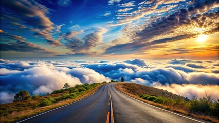 Naklejka premium Macro lens reveals the hidden beauty of a road through the sky.