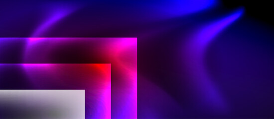 Obraz premium Glass squares with neon shiny light abstract background
