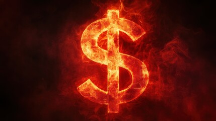 Fiery Dollar Sign: A Burning Symbol of Financial Power and Instability