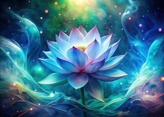 Naklejka premium Surreal double exposure of a lotus, digitally rendered.