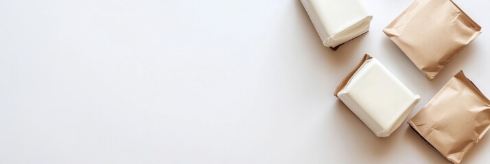 White and Brown Packages on a White Background