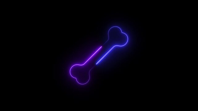 Neon dog bone icon animation.
