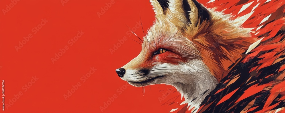 Poster abstract fox design with sharp angular shapes