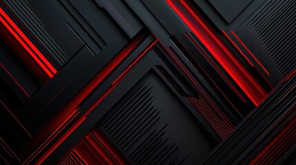 Obraz premium Abstract Red and Black Geometric Design: A Modern Digital Art