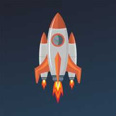 Vector rocket design isolated background