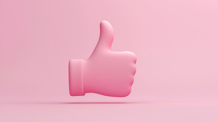 3D pink thumbs up icon on a soft pink background