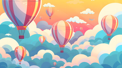 Balloons floating in the air New Year illustration background
